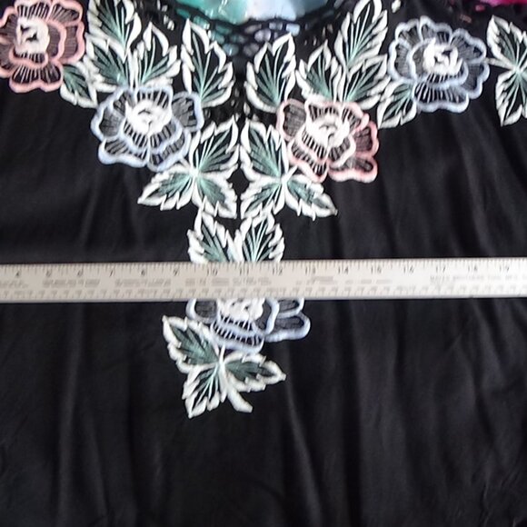 Bali Emerald Vintage 80s Floral Embroidered Boho Top and Skirt Set - Picture 13 of 13